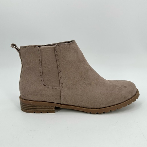 SONOMA Ankle Boots CILANTRO Woman’s 9.5 Taupe Sueded Fabric Side Zip Fall Winter - Picture 1 of 13